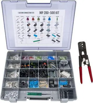 Connector Kit MP-280-500: Metri-Pack 280 Series Sealed Automotive Electrical Connectors 22-12 Gauge 500 Piece Kit (With 12085270 Pro Crimp Tool 20-14 AWG)