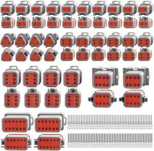 ST6321 DT Deutsch Connector Kit, 2 3 4 6 8 12 Pin Grey DT Connector with Size 16 Stamped Contacts(18-14AWG) 372PCS, IP67 Waterproof Deutsch Donnectors