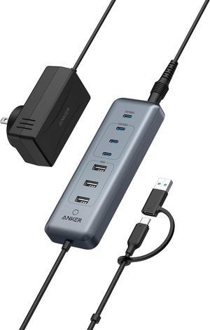 USB-C Hub, 8-in-1 5Gbps Data Hub, USB Splitter, with 3 USB-A and 4 USB-C Ports, 100W USB-C PD-in, 2-in-1 USB Connector, for USB-A and USB-C Laptop, MacBook, iPad and More (45W Adapter Included)