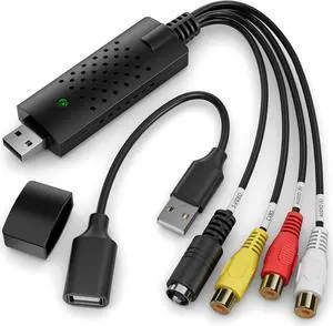 VHS to Digital Converter RCA to USB Audio Video Converter USB 2.0 Video Capture Card Convert VHS to Digital from VHSVCR Mini DV Hi8 DVD for MAC/PC