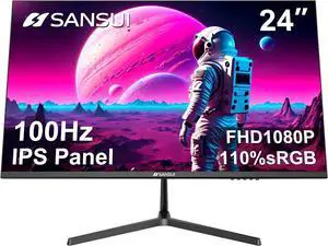 24 Inch 100Hz FHD Monitor, IPS Computer Monitor HDMI VGA Ports, Eye Care Monitor with VESA Mount Tilt Adjustable for Home Office (ES-24X3AL-NEW HDMI Cable Included)