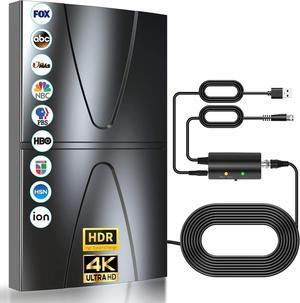 Amplified TV Antenna,1100 Miles Range Indoor/Outdoor Antenna for Smart TV and All Older TV's,Digital TV Antenna with Thick Coaxial Cable and Amplifier