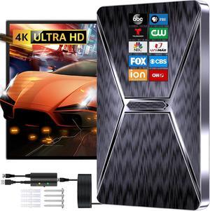 1100+ Miles 2X Outdoor Long Range, Digital Antenna for Smart TV Indoor, HD TV Antenna Amplified Strongest Signals 360°, 4K 1080p All TV's, Longer Cable