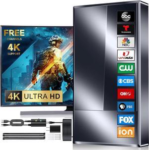TV Antenna Indoor, 2000+ Miles Outdoor Long Ranges, Digital Antenna for Smart TV, Best Amplifier Signal Booster Support 8K 4K 1080p All TVs VHF UHF - 50FT Cable/AC Adapter