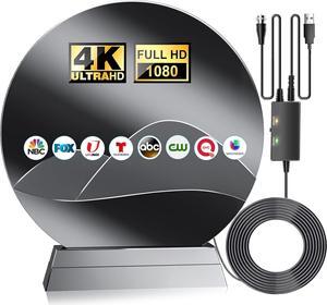 1100+ Miles Long Range Digital Antenna for Smart TV Indoor Outdoor, 360° Reception Local Channels HD TV Antenna with Amplifier Signal Booster Support 8K 4K 1080p -36ft Cable
