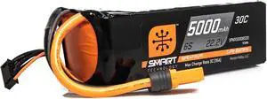 Smart RC LiPo Battery Pack: 5000mAh 6S 22.2V 30C with IC5 Connector (EC5 Compatible), SPMX50006S30, Black