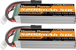 3S Lipo Battery,2 Packs 11.1V RC Lipo Battery 5200mAh with Tr Plug Compatible with RC Car/Truck/Buggy/Truggy, RC Helicopter, RC Airplane, UAV, Drone,Boat (Short)