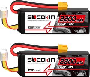 4S Lipo Battery 2200mAh 14.8V 50C with XT60 Plug Soft Case RC Battery for 60mm-70mm EDF Jet 1000mm-1500mm Plane RC Car Boat Truck Heli Airplane Quadcopter Multi-Motor DIY Parts(2 Pack)