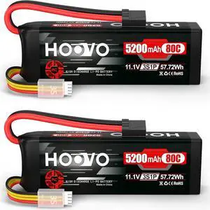 11.1V 80C 5200mAh 3S LiPo Battery with Tracxas Plug for RC Car RC Truck RC Boat Hobby (2 Packs)