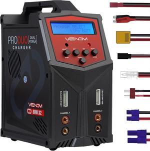 Power Pro Duo LiPo Battery Charger - LCD Screen, Charging Leads - Balance Charger & Discharger for LiPo, LiHV, Li-Ion, Life, NiMH, NiCD, Pb Batteries - Power Supply for 1S- 6S, Drone & RC Cars