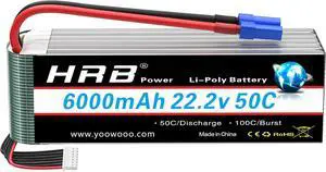 6S 6000mAh Lipo Battery with EC5 Plug 50C-100C 22.2V RC Lipo Battery for RC Quadcopter Airplane Helicopter Car Truck