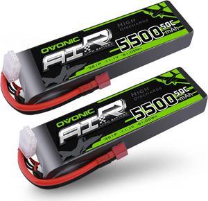 3s Lipo Battery 50C 5500mAh 11.1V Lipo Battery with Dean-Style T Connector for RC Airplane Quadcopter Helicopter FPV Drone(2 Packs)