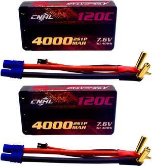 2S Shorty Lipo Battery 5200mAh High Voltage 7.6V Lipo Battery 120C Hard Case with 5.0mm Bullet EC3 Plug for RC Car Tank Boat Airplane Truck(2 Packs