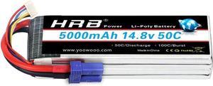 4S Lipo Battery EC5 5000mAh 14.8V 50C RC Lipo Battery Pack Compatible with RC Car Truck Quadcopter Airplane Helicopter Boat