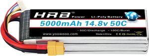 4S Lipo Battery 5000mAh 14.8V 50C XT60 RC Lipo Battery Compatible with RC Helicopter Airplane Car Boat Truck