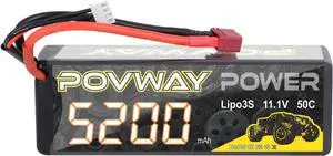 3S Lipo Battery, 5200mAh 11.1V 50C RC Battery with Deans T Plug Hardcase Lipo Battery for RC Cars, RC Truck,Helicopter, Airplane (2 Pack)