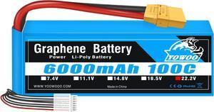 6S 100C 6000mAh 22.2V Lipo Battery with EC5 Plug RC Graphene Lipo for Arrma Mojave EXB Mikado LOGO500 Align T-REX550 600GAUI X5 Outrage 550 Hirobo SDX RC Quadcopter Airplane Car Truck