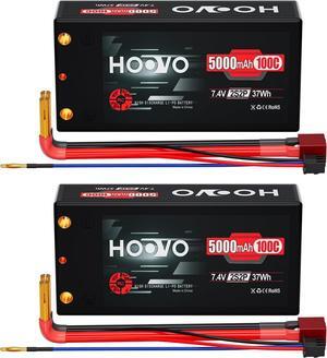 2S 7.4V 100C 5000mAh RC Shorty Lipo Battery Hard Case Pack with 4.0mm Bullet Deans Connector for RC 1/10 Scale Vehicles Car Trucks Boat Racing (2 Pack)