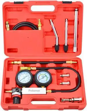 Engine Cylinder Leak Down Tester Kit;Gasoline Engine Leakdown Tester Kit with Extension Rod;Cylinder Leakage Tester Set for Pressure Check and Leakage Rate Test