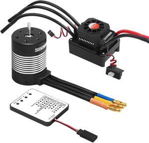 5900KV Sensorless Brushless RC Motor 120A Brushless ESC & Program Card Set Waterproof Motor ESC Combo 3.175mm Shaft Motor for 1:10 Scale RC Car Truck Update Parts