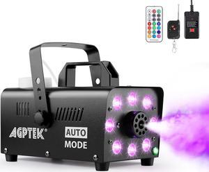 Smoke Machine, Fog Machine with 13 Colorful LED Lights Effect, 500W and 2000CFM Fog with 1 Wired Receiver and 2 Wireless Remote Controls, Perfect for Wedding, Halloween, Party and Stage Effect