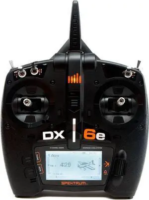 DX6e 6-Channel DSMX 2.4GHz RC Radio Transmitter Only (No Receiver) with 250 Model Memory | Telemetry | Wireless Trainer Link, SPMR6655 , Black