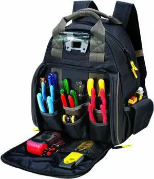 Custom Leathercraft L255 Tech Gear 53 Pocket Lighted Backpack, Black