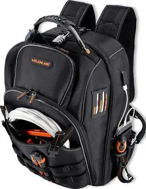 66-Pockets Backpack Tool Bag, Heavy-Duty Tool Backpack, Electrician backpack, Jobsite backpack, Tool back pack for men, Tool backpack for electricians, Tool backpack for construction