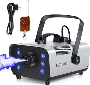 1000W Fog Machine with DMX Function, Wireless Remote Control Smoke & Haze Machine with 6 LED RGB Light for Atmosphere, Theatrical, Halloween, Party, Stage Effects, and Wedding