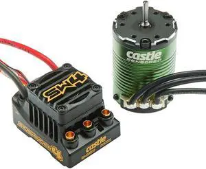 Creations Sidewinder 4 Sensorless ESC & 1406 4600KV Brushless Motor Upgrade for 1/10 RC Vehicles Basher Edition, Black, Green