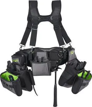 TrapJaw Pro Framing Tool Rig with Spring-Loaded Technology, Premium Tool Belt, Fits Waists Up to 50 Inches,Black