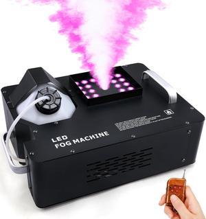 1500W Fog Machine for Halloween, DMX RGB 3 in 1 24 LED Smoke Machine Stage Lighting Vertical Spray with Remote Control