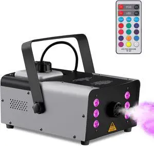 900W Fog Machine with 6 LED Lights and 12 Colorful Light Effects, 34 Fl Oz Large Capacity Smoke Machine with Wireless Remote Control, 4000 CFM Fog for Halloween, Outdoor Parties