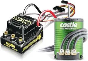 Sidewinder 4 Sensorless ESC & 1406 7700KV Brushless Motor Upgrade for 1/10 RC Vehicles On Road Edition, Black, Green