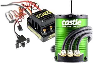 Creations Sidewinder 4 Sensorless ESC & 1410 3800KV Brushless Motor Upgrade for 1/10 RC Vehicles SCT Edition, Black, Green