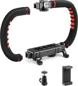 Camera Smartphone Stabilizer, Handle Grip Handheld Video Rig, Compatibility with All Camera, Camcorder, Action Camera, DSLR and All iPhone and Android Smartphones