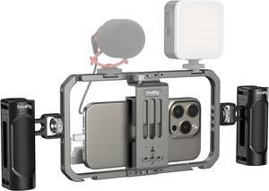 Universal Phone Cage, Smartphone Video Rig Kit with Handles, Handheld Filmmaking Vlogging Case Stabilizer for Videomaker, for iPhone for Samsung for Pixel and Other Android Phones - 4121