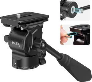 Tripod Fluid Head Pan Tilt Head with Quick Release Plate for Arca Swiss for Compact Video Cameras and DSLR Cameras -3259B