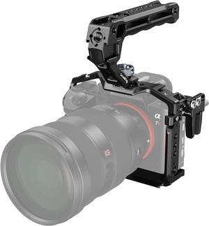 A7 III / A7R III Camera Cage Kit for Sony Alpha 7 III/Alpha 7R III, Full Cage with Top Handle for ARRI and Cable Clamp, Built-in Cold Shoe and NATO Rails - 4198