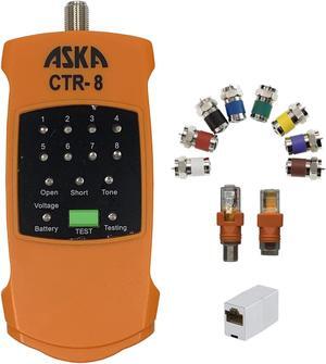 8-Way Coaxial Cable Mapper Locator Toner Tracer, Circuit Tester, Coax Wire Continuity Tracer, Coax Explorer for Locating RG6 RG59 Coax Cable LAN Cable, Include Battery & 3 RJ-45 Adapters