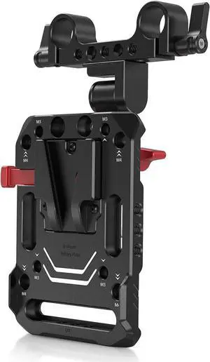 V Mount Battery Plate, V-Lock Mount Battery Plate with 15mm Rod Clamp & Adjustable Arm for Power Supply - 2991