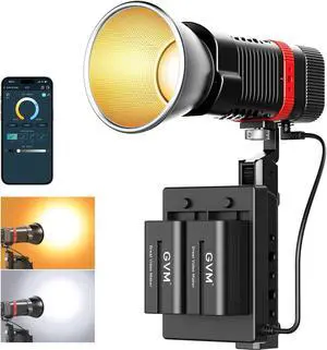 PL60B 60W Video Light for COB Studio Lights, Portable Photography Lighting for Recording, Handheld Led Video Lighting, 2* Batteries, Spotlight for APP Control, Outdoor, 2700-6800K, 51800LUX/0.5M