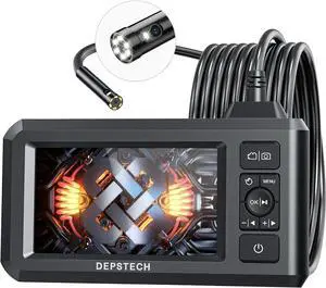 Dual Lens Industrial Endoscope, 1080P Digital Borescope Inspection Camera, 7.9mm IP67 Waterproof Camera, Sewer Camera with 4.3" LCD Screen,7 LED Lights,16.5FT Semi-Rigid Cable,32GB Card-Black