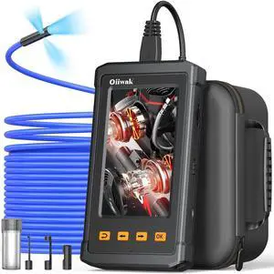 Triple Lens Endoscope Camera with Light, 4.3" IPS Sewer Inspection Camera with Split Screen Capability, 50ft Waterproof Borescope for Plumbing, HVAC, Auto Maintenance