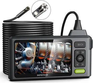 50FT Sewer Inspection Camera, DEPSTECH 1080P Dual Lens Drain Camera Snake with Led Light, 5" IPS Screen Plumbing Camera,Split Screen, IP67 Waterproof Endoscope, 7.9mm Borescope Probe, Gadgets for Men