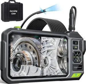 IPS Screen, Teslong 1080P HD Industrial Endoscope Inspection Camera with Light, 16.5FT Flexible Automotive Mechanic Scope Tool, Waterproof Pipe Snake Camera in Wall Cam