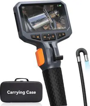 Two-Way Articulating Borescope with Light, Teslong Industrial Endoscope Inspection Camera with Articulated Probe, Flexible Mechanic Fiber Optic Snake Scope Cam for Wall Automotive Engine Inspect-5FT