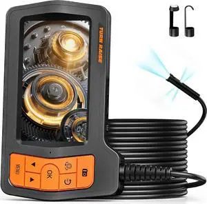 Industrial Borescope Inspection Camera, 5" IPS Screen Endoscope Camera with 16.5FT Semi-Rigid Cable, 1080P HD Sewer Camera, IP67 Drain Pipe Camera Plumbing Snake, Split Screen, 32G Card