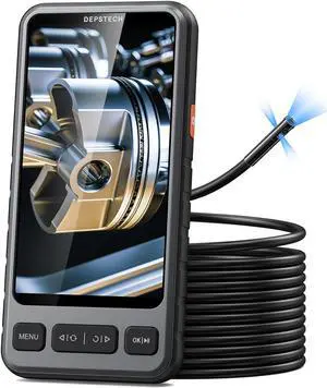 Lens Borescope, DEPSTECH 5" IPS Screen Endoscope Camera with Light, Split Screen View, 1080P HD Sewer Inspection Camera with Carrying Case, 16.5FT Plumbing Snake Camera for Home, Automotive