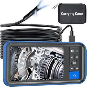 Dual Lens Endoscope Camera with Light, Teslong 4.5" HD Snake Borescope Inspection Camera, Automotive Scope Camera with Flexible Cable, Home Waterproof Fiber Optic for Sewer Drain Pipe (16.5FT)